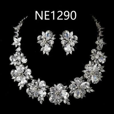 Wedding Crystal Oval CZ Necklace Jewelry Set, Bridal CZ Necklace Jewelry Set, Factory Direct Wholesale