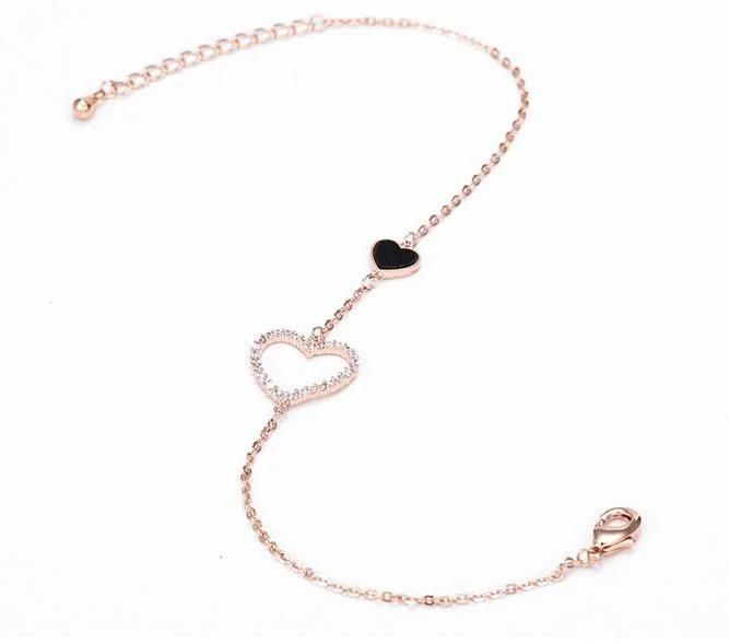 Fashion Jewelry New Arrival Rose Gold Heart Hand Chain Bracelet for Women