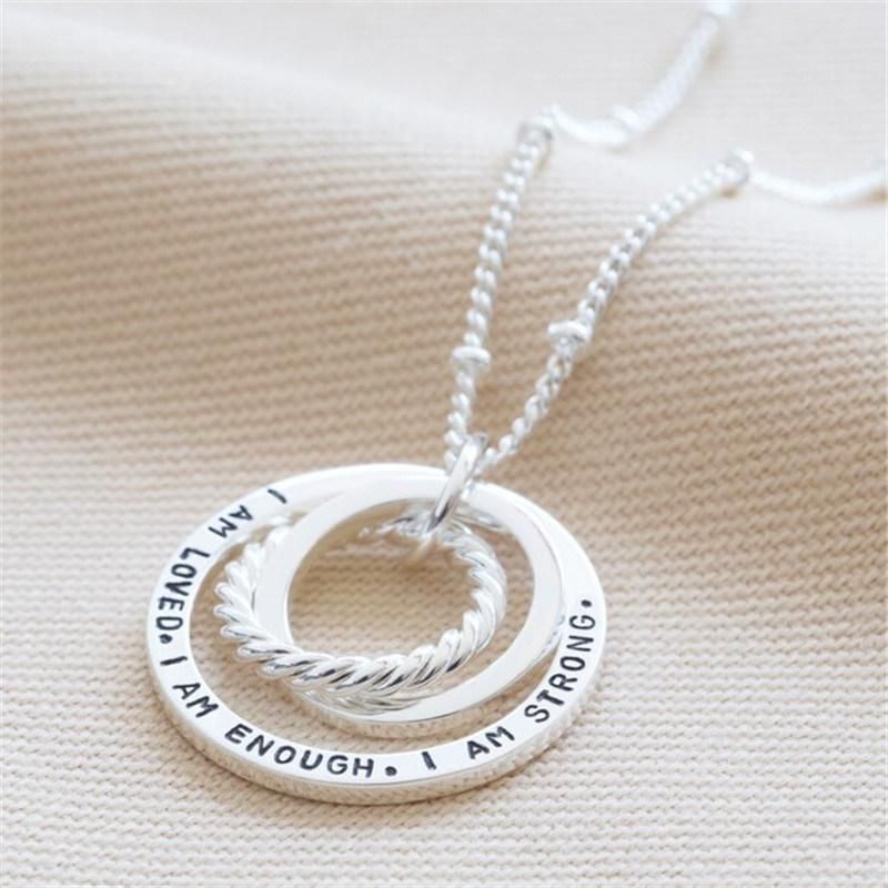 Simple Fashion Personalised Sterling Silver Organic Style Hoop Necklace