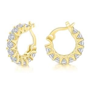 Full Diamond Zircon Earrings Hoop Round Gold Earrings