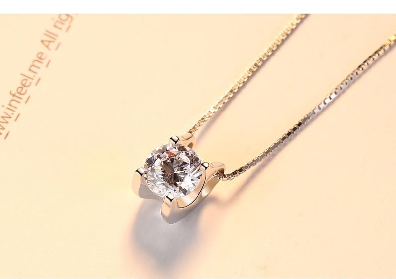 Fashion Sparkling Four-Claw Zircon Hoop Necklace Jewelry