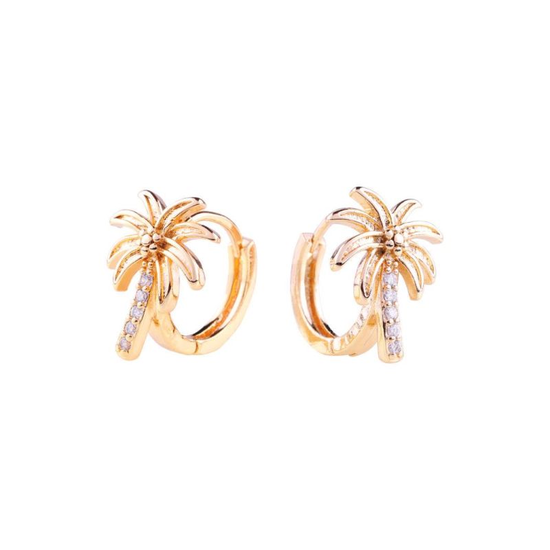 High Quality Youth Simple Jewelry 18K Oro Laminado Crystal Earrings for Fashion Decoration
