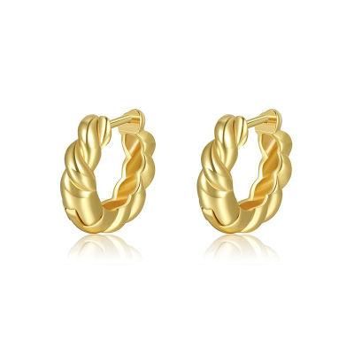 Metal Threaded Gold Earrings Gold Women&prime; S Versatile Earrings