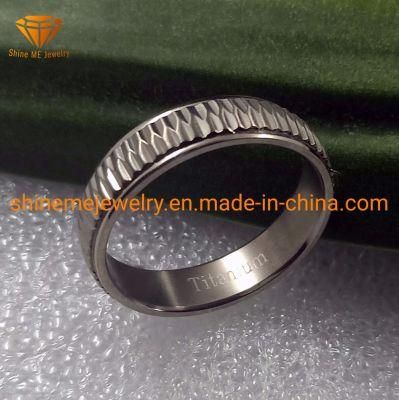 Fashion Embossed Titanium Steel Stainless Steel G23 Pure Titanium Ring Jewelry Tr1980