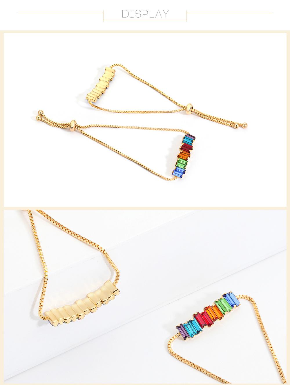 Special Design Brass Material Rainbow Rhinestone Bracelet for Women