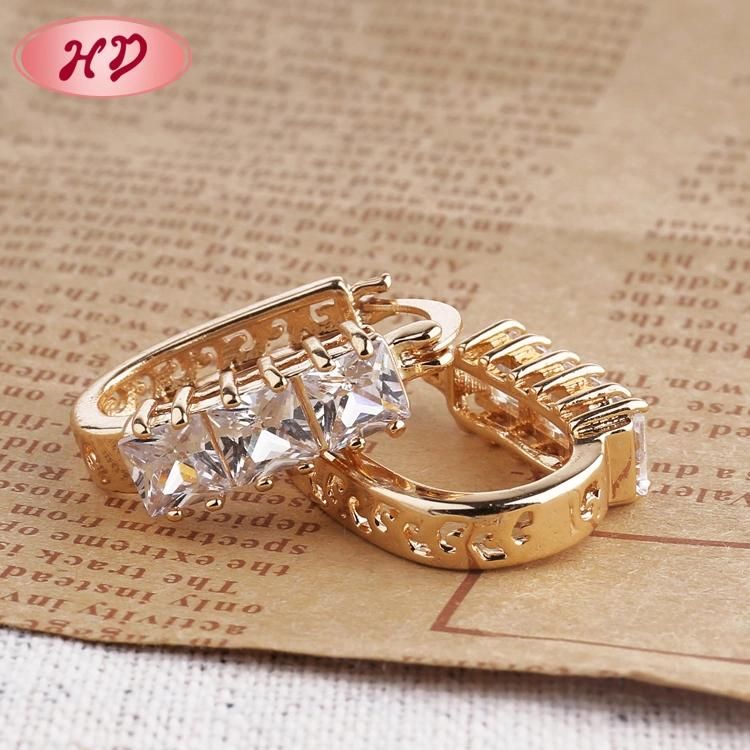 18K Gold Plated Hoop Huggie Zircon Earring for Women