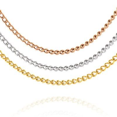 Classic Stainless Steel Hair Decoration Jewelry Accessories Fashion Curb Chain 18K Gold Plated Anklet Bracelet Necklace