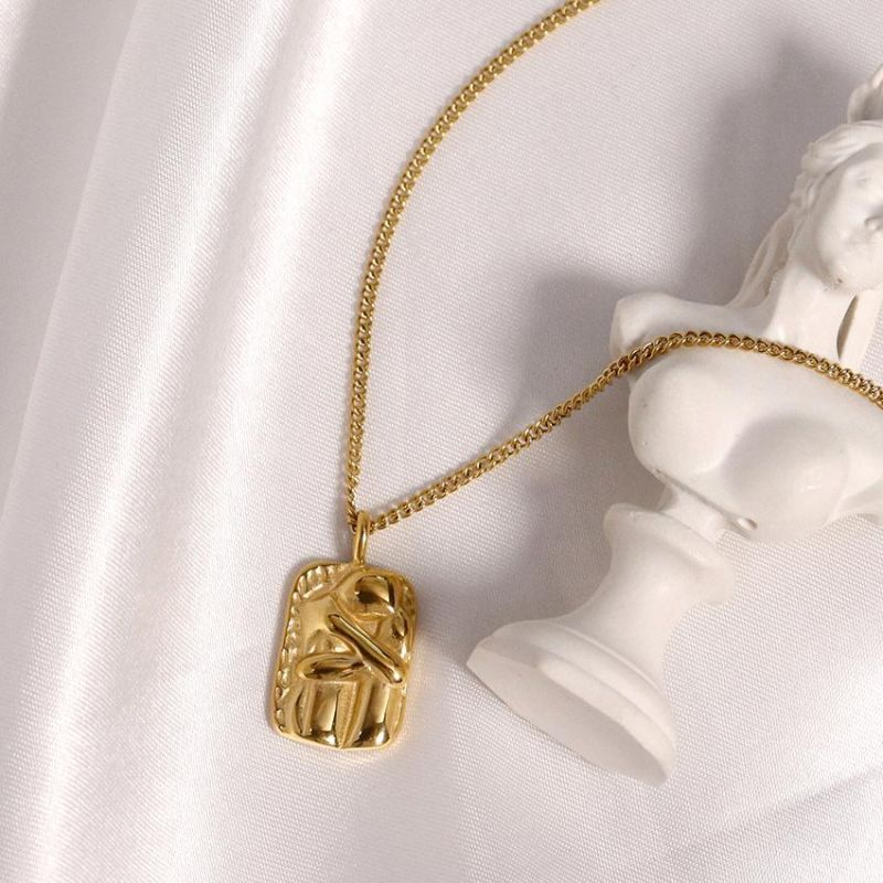 Female Daily 18K Gold Plated Stainless Steel He and Her Hug Necklace