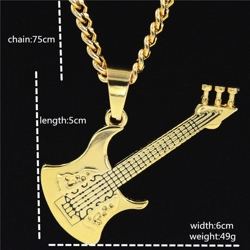 Fashion Gold Plated Electric Guitar Pendant Necklace for Music