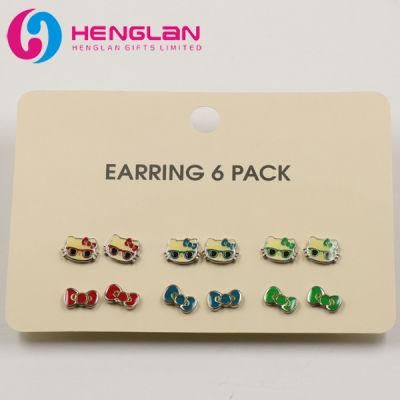 Interesting Fashion Red, Blue and Green Bows &amp; Hello Kitty Wearing Glasses Stud Earring for Children Accessories