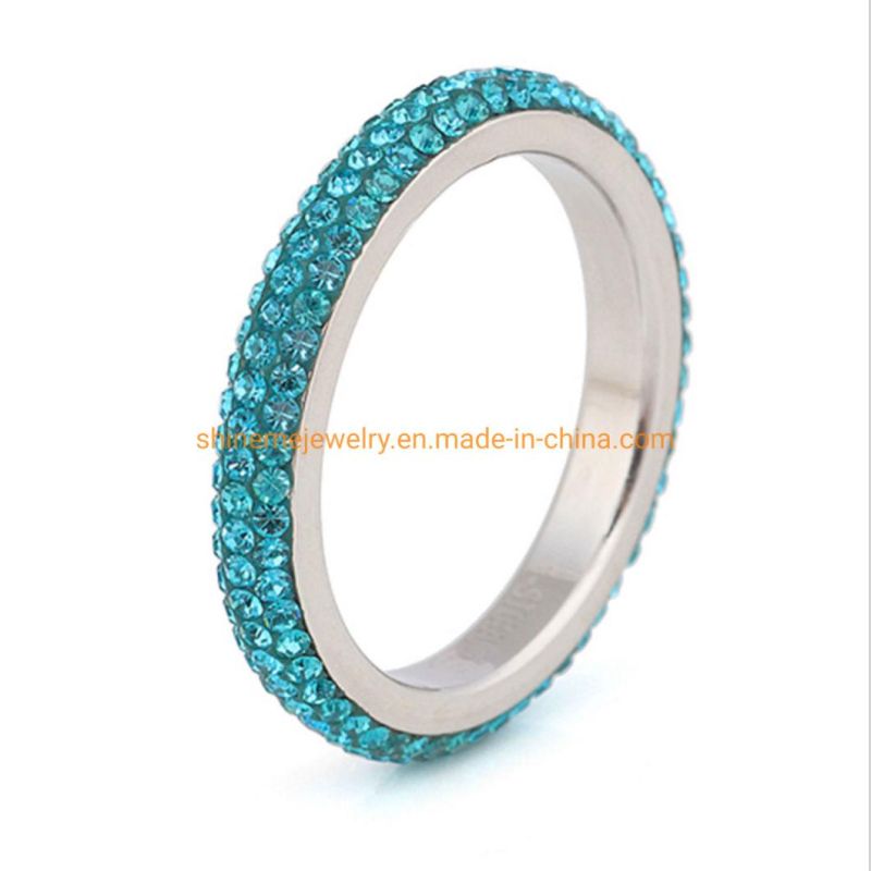 Factory Direct Sales Simple Diamond Curved Ring Stainless Steel Mud Diamond Ring European and American Style Ring Ladies Jewelry SSR2619