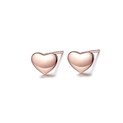 Small Heart Simple CZ Golden Ear Piercing Studs