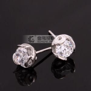 Elegant Zirconia Sparkling CZ Earrings Stud Silver Earring
