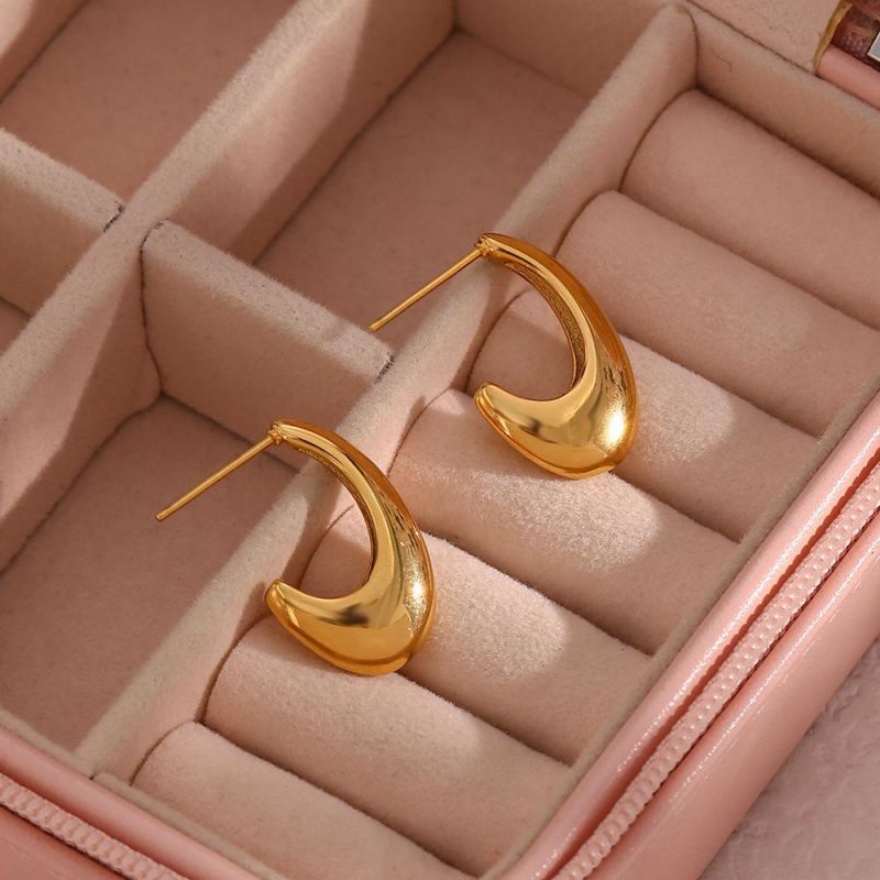Factory Customized Fashion Jewelry, European and American Fashion, Personalized Fashion Earrings, Female Stainless Steel Hook Modeling, Smooth Hollow Earrings