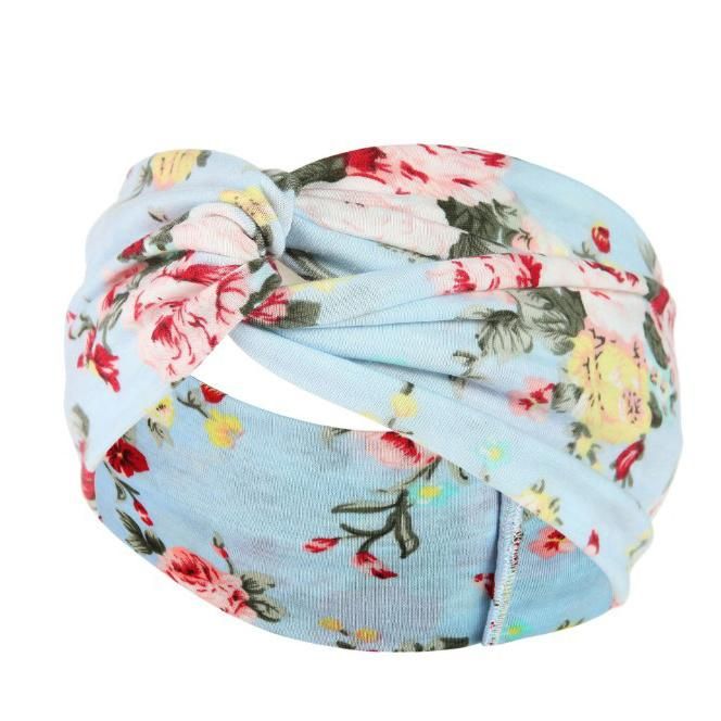 Wide-Brimmed Cross Headband for Ladies with Floral Knitted Sweat-Absorbent Head Band