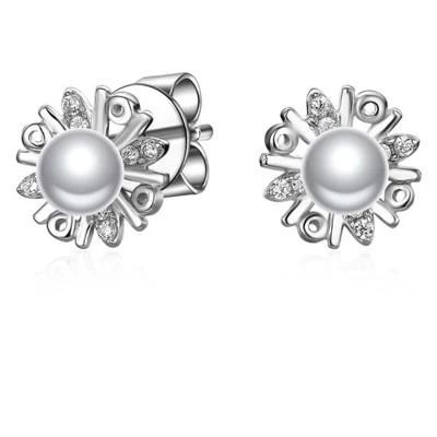 925 Silver Sun Shape Pearl Earring for Girls