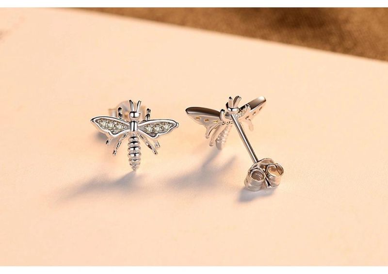 Silver Jewelry Bee Model Earring Stud for Women
