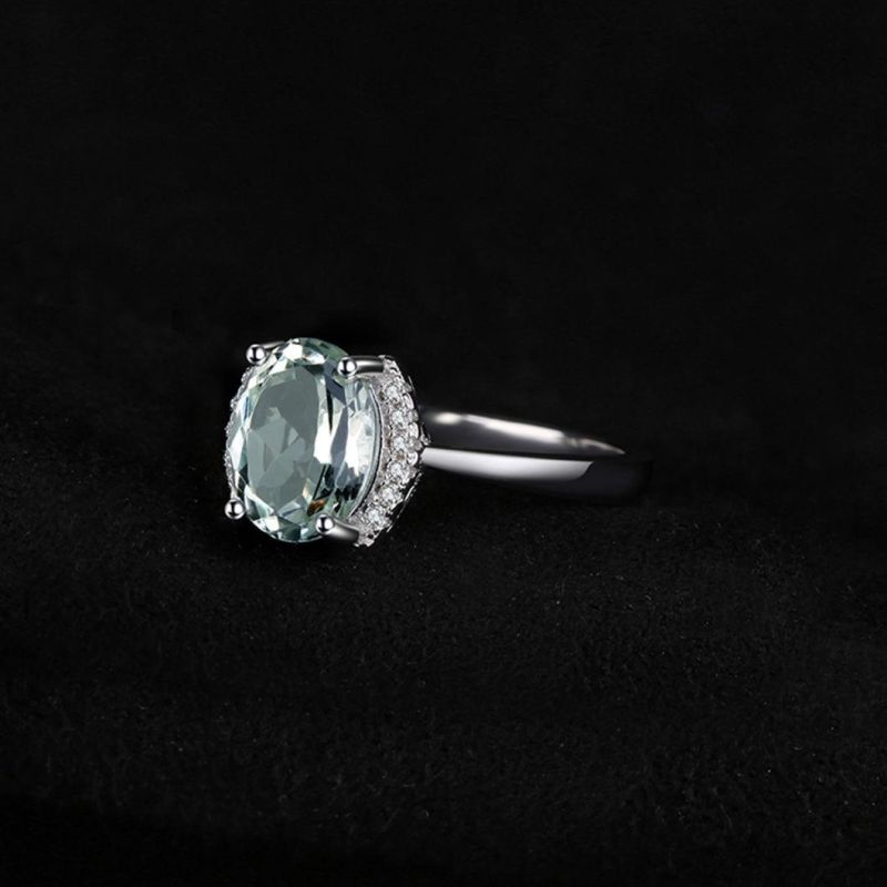 Fashion Jewellery Green Amethyst Gemstone Ring for Wedding Engagement Sterling Silver Jewelry