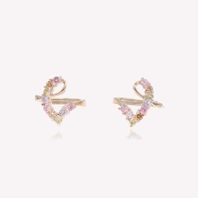 Colorful Zircon Inlaid Gold-Plated Ladies Fashion Earrings
