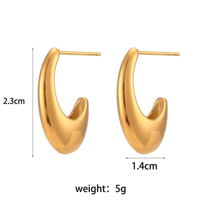 Factory Customized Fashion Jewelry, European and American Fashion, Personalized Fashion Earrings, Female Stainless Steel Hook Modeling, Smooth Hollow Earrings