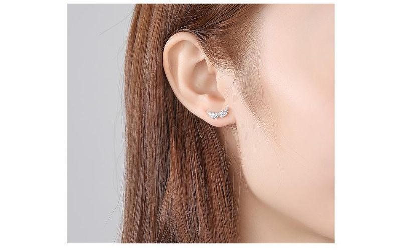 Wholesale S925 Silver Gold Plated Small Angel Wings Stud Earrings