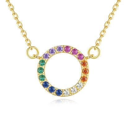 Multi Round Pendant Necklace with Colorful Cubic Zircon