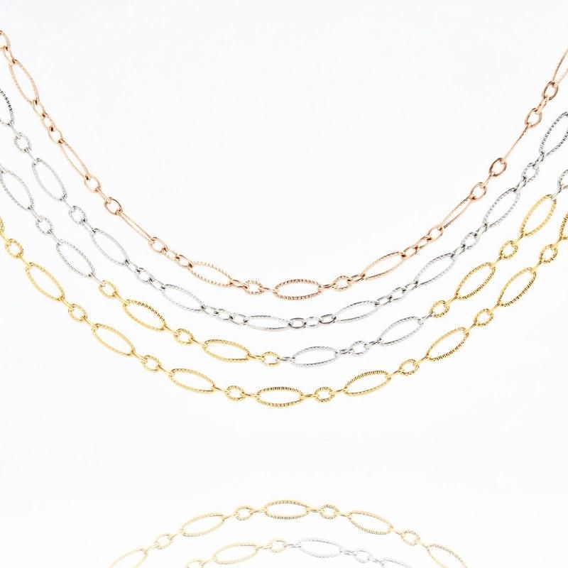 316L Stainless Steel Necklace Bracelet Cable Chain with Flower Embossed for Jewelry Design