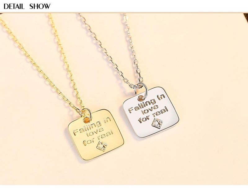 Sliver Square Sign Shape Pendant in Necklace