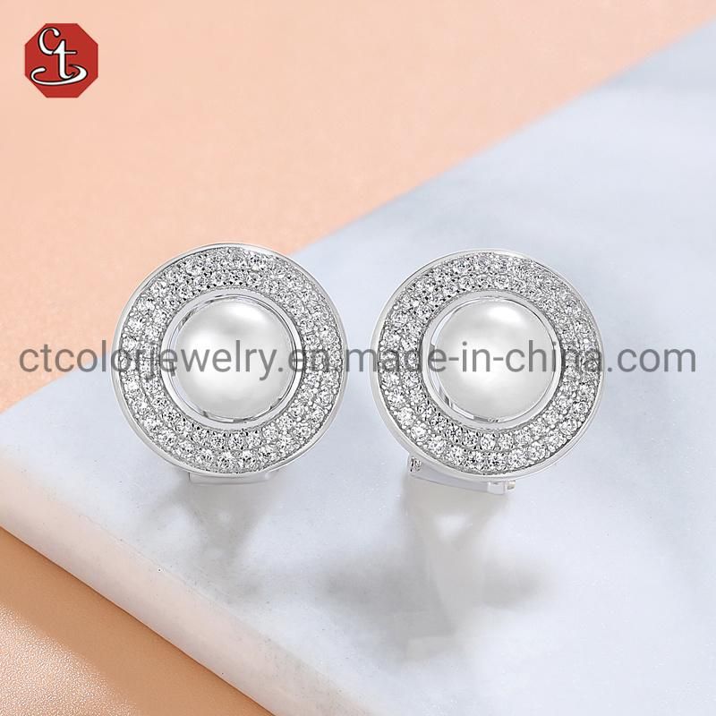 Fashion Jewellery Factory Direct Wholesale High Quality 925 Silver Jewelry and Brass Jewelry with Pearl Earrings for Women