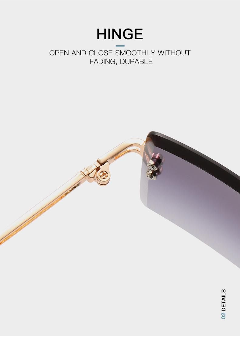 Small Square Sunglasses Women′ S Colorful Gradient Color Ins Sunglasses Rimless Personalized Glasses