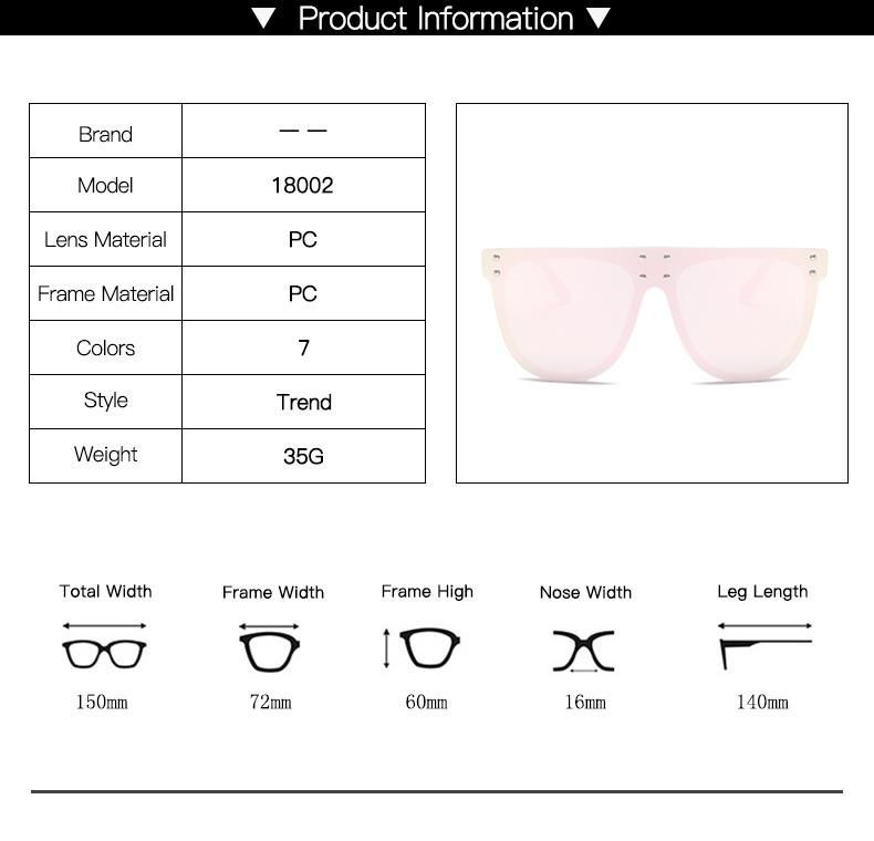 One-Piece Big Frame Sunglasses Fashion Rivet Colorful Mercury Sunglasses