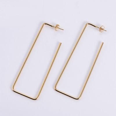 Geometry Series Stainless Steel Casual Jewelry Fashion Minimalist Rectangle Big Earrings Studs for Women