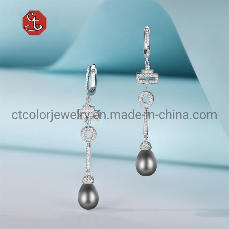 Wholesale jewelry Drop earring 925 silver pearl fashion earrings for women