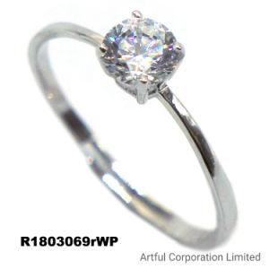 925 Silver Ring and Brass Ring with Round Stone
