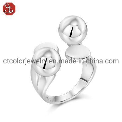 Fashion Jewelry Simple 925 Sterling Silver Jewelry Smooth Finger Adjustable Ring