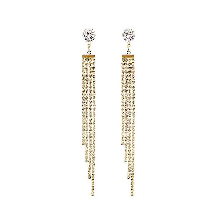 New Claw Chain Set Diamond Tassel Earrings South Korea Long Temperament Net Red Earrings Fashion Exaggerated Earrings