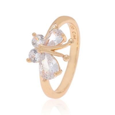 Fashion Design Butterfly Ring Zircon Jewelry Brass Gold Plated Ring