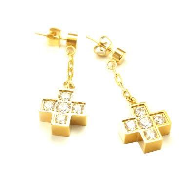 Christian Jewelry Fashionable 18K Cross Eardrop for ED-L-0001
