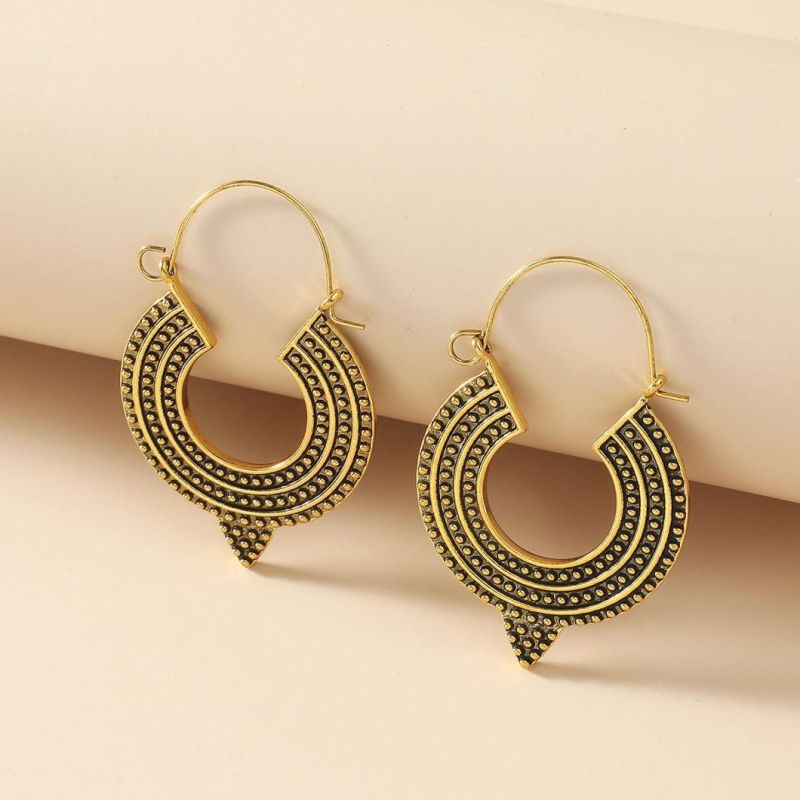 Fashion Vintage Simple European and American Creative Metal Geometric Earrings Jewelry