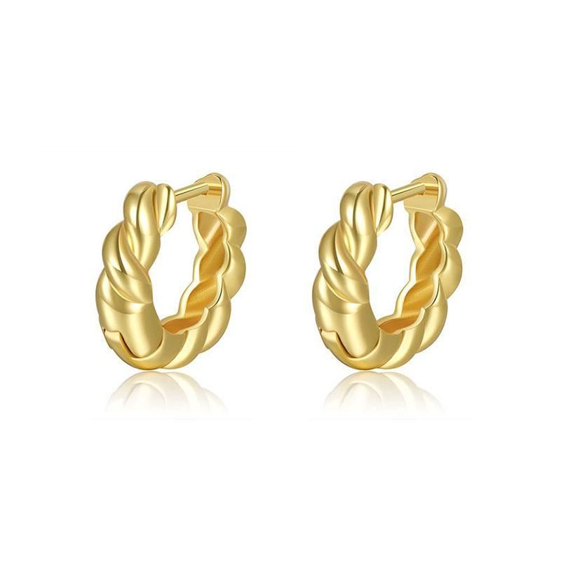 Metal Threaded Gold Earrings Gold Women′ S Versatile Earrings