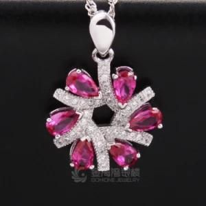 Pendant Round Shape with Ruby CZ Stone