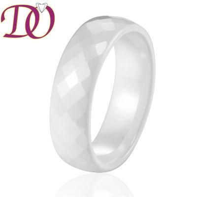 Custom 6mm Dome Band Polished Shiny White Ceramic Band Ring