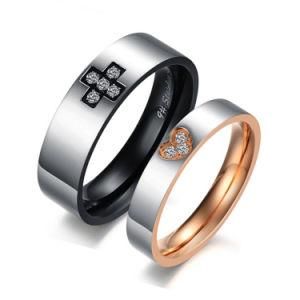 Polished 316L Stainless Steel Wedding Ring Jewelry in Two Tone