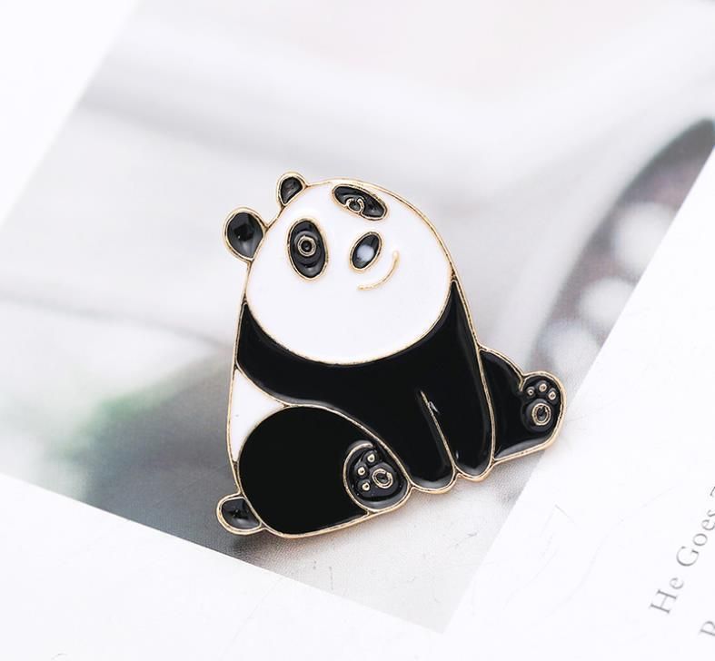 Cartoon Cute Sitting Cute Little Panda Brooch Cowboy Brooch