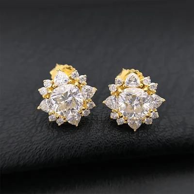 Hip Hop Jewelry Star Earring Sterling Silver Diamond Stud Earrings