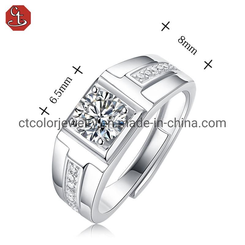 Exquisite diamond classic four-claw 1 carat Moissanite men′s jewelry ring for man