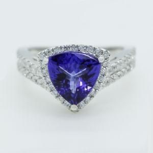 Royal Triangle Shaped 925 Sterling Silver Wedding Sapphire Ring
