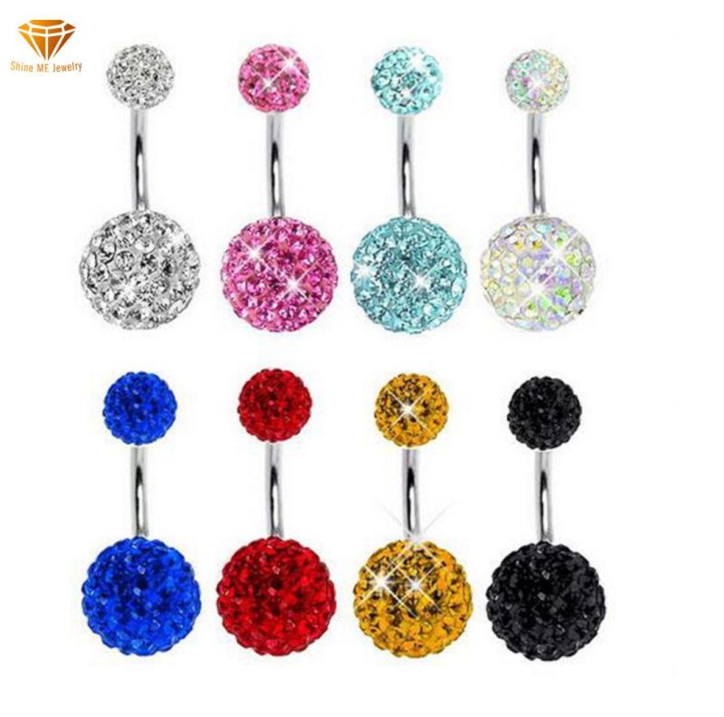 Piercing Jewelry Hot Sale with Diamond Ball Anti-Allergic Belly Button Umbilical Ring Piercing Fashion Navel Ring Jewelry Ssp0891