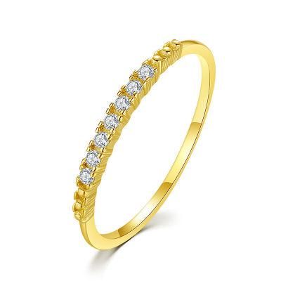 925 Sterling Silver Rings 14K Gold Plated with Small Zircon Ring for Women Wedding Party Trendy Jewelry