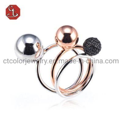 925 silver Three Rings colors White Gold Black Plated Fashion Customer Design Imitation Finger Rings Jewelry